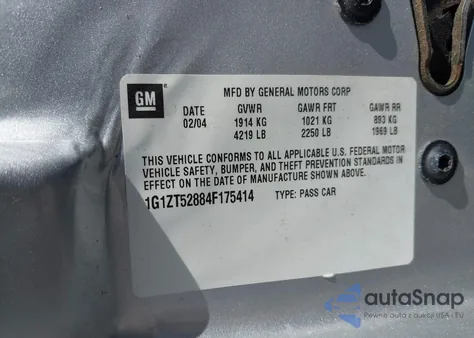 2004 Chevrolet Malibu Ls from USA, damaged, VIN 1G1ZT52884F175414